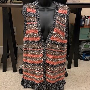 Simply Noelle Black and Pink Striped Vest